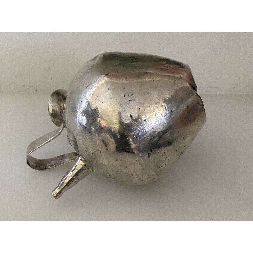Vtg Metal Silver Color Gargoulette Jug or Botijo Water‎ Oil Jug Pitcher Handmade - Picture 5 of 16